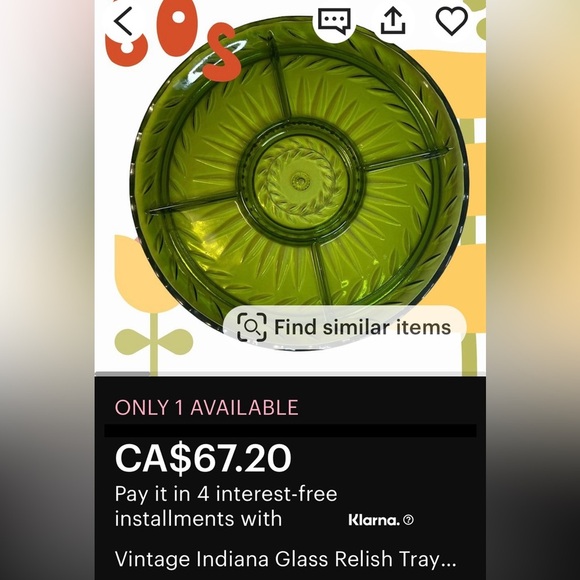 Indiana Glass green divided relish dish - Picture 6 of 6